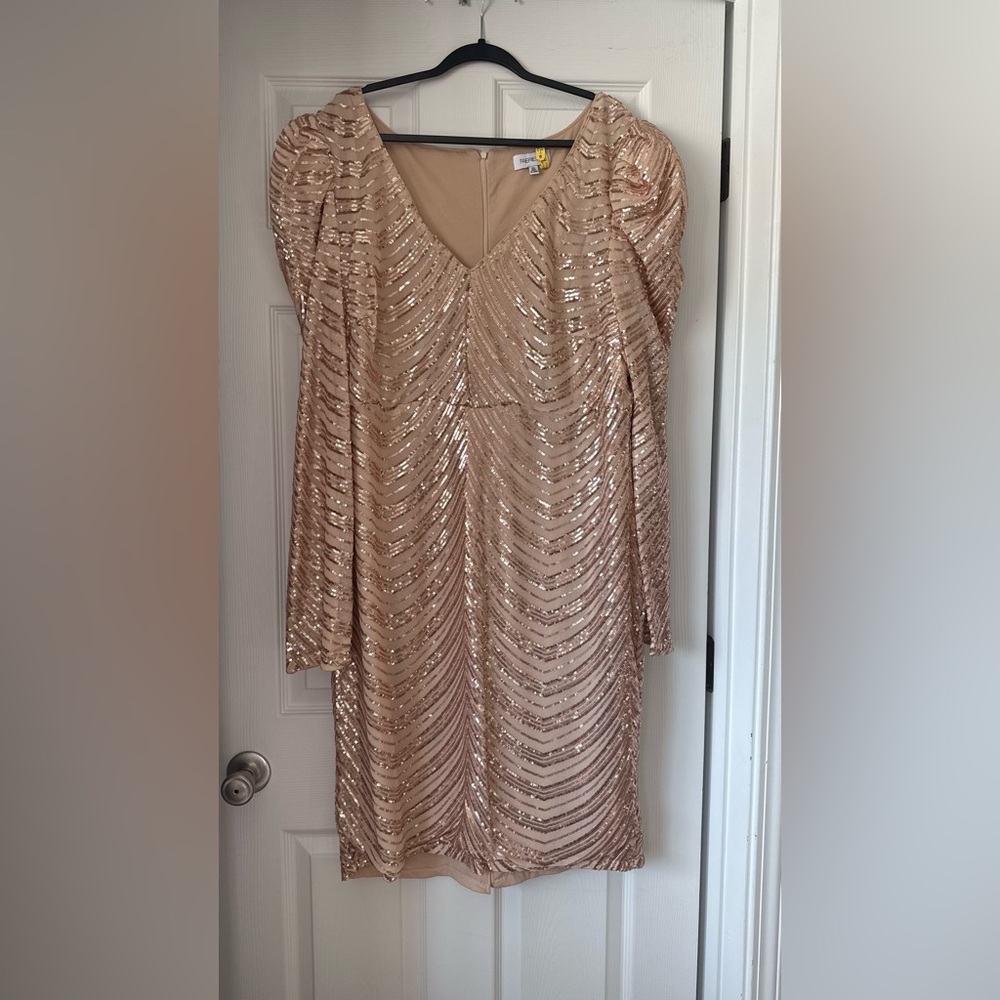 Pre-Owned Champagne Faeriesty Sequin Long Sleeve Dress - Picture 2 of 3